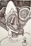 Mouth wide open, permanent marker on paper, 33 x 48 cm., 2018