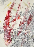 5 'Ora ti riconosco' (dalla serie 'F-104G'), frottage e penna su carta, 21 x 29 cm., 2007