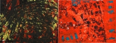 polarità'Polarità rosso-nero', mista su tele accostate, 160 x 60 cm., 2006 - Coll. Privata