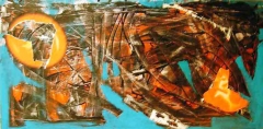 21. ‘Mad planisphere’, mixed media on canvas, 25 x 50 cm., 2003
