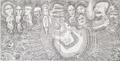 The parade, feltip pen on canvas, 200 x 100 cm., 2017