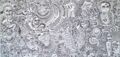 Apocalypto, feltip pen on canvas, 200 x 100 cm., 2017