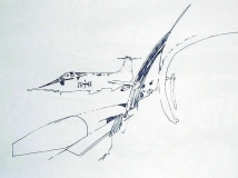 ‘Aerial vision’ (from ‘F-104G series’), pen on paper, 21 x 29 cm., 2007