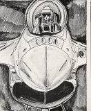 Taking off, pen on canvasboard, 18 x 24 cm, 2022