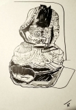 Buddha, marker on paper, 21 x 29 cm., 2018
