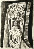 Caged Buddha series, ink on paper, 21 x 29 cm., 2018