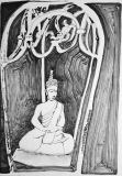Caged Buddha series, ink on paper, 21 x 29 cm., 2018