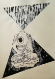 'transmission', mixed media on paper, 100 x 70 cm., 2018