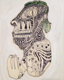Portrait, mixed media on wood, 30 x 40 cm, 2022