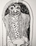 Here we are, pen on wood, 30 x 40 cm, 2022