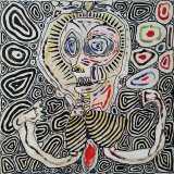 Portrait, mixed media on wood, 30 x 30 cm, 2022 - Priv. Collection