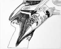 'F-104', pennarello su cartone telato, 24 x 30 cm, 2022