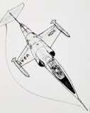 Starfighter, pennarello su cartone telato, 24 x 30 cm, 2022