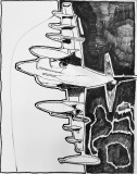 Tempesta, pennarello su cartone telato, 24 x 30 cm, 2022