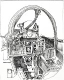 Cockpit II, penna su cartone telato, 18 x 24 cm, 2022