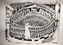 Colosseo, schizzo, penna su carta, 21 x 29 cm, 2021