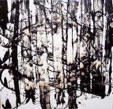 Il bosco, catrame e gesso su tela, 80 x 80 cm, 2010