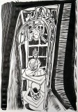 'caged buddha', penna su carta, 21 x 29 cm., 2018