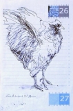 'Volo poco sostenuto', penna su carta, 14 x 20 cm., 2004