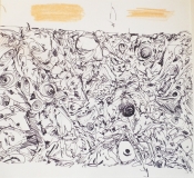 'Cosa lascio a terra', penna e pastello su carta, 15 x 12 cm ca., 2003
