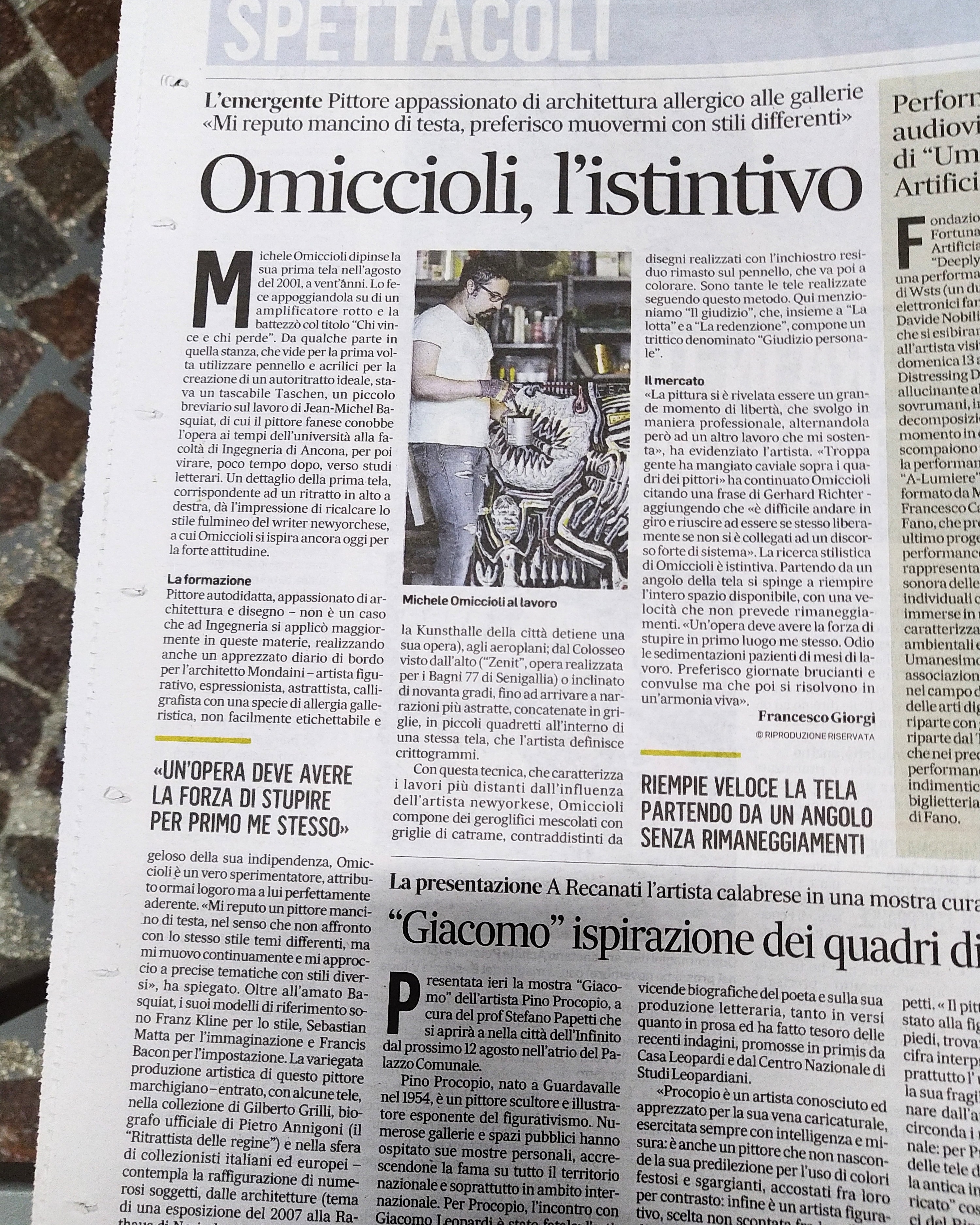 Corriere Adriatico, articolo su di me, giugno 2021